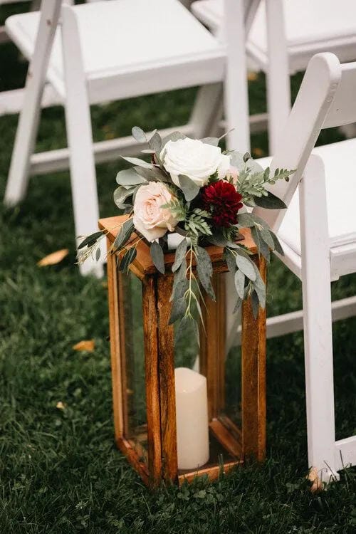 rustic wedding table arrangement with soft neutral decor