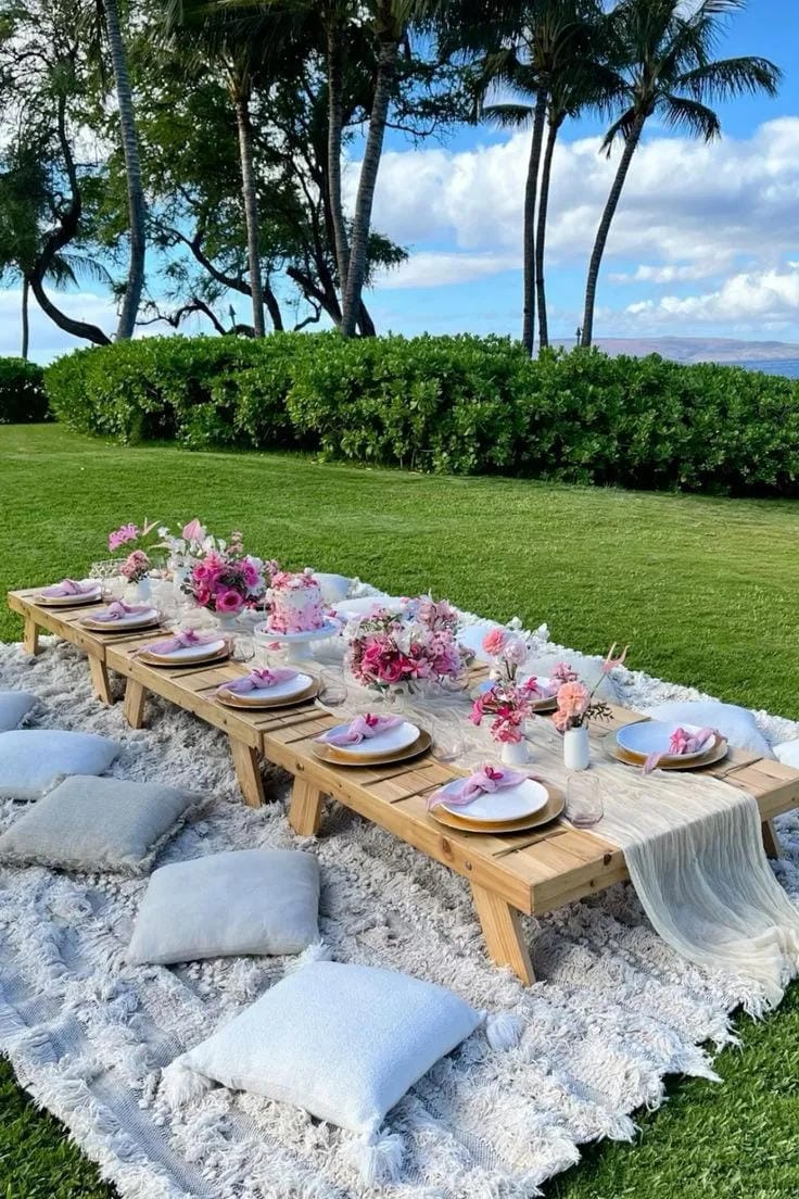 garden party decor with lanterns