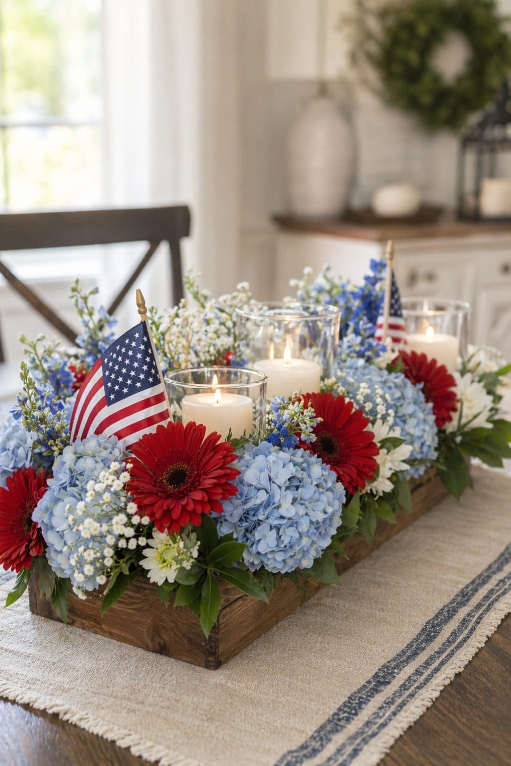 4th of July table decor ideas - layer patterned plates for a more styled table