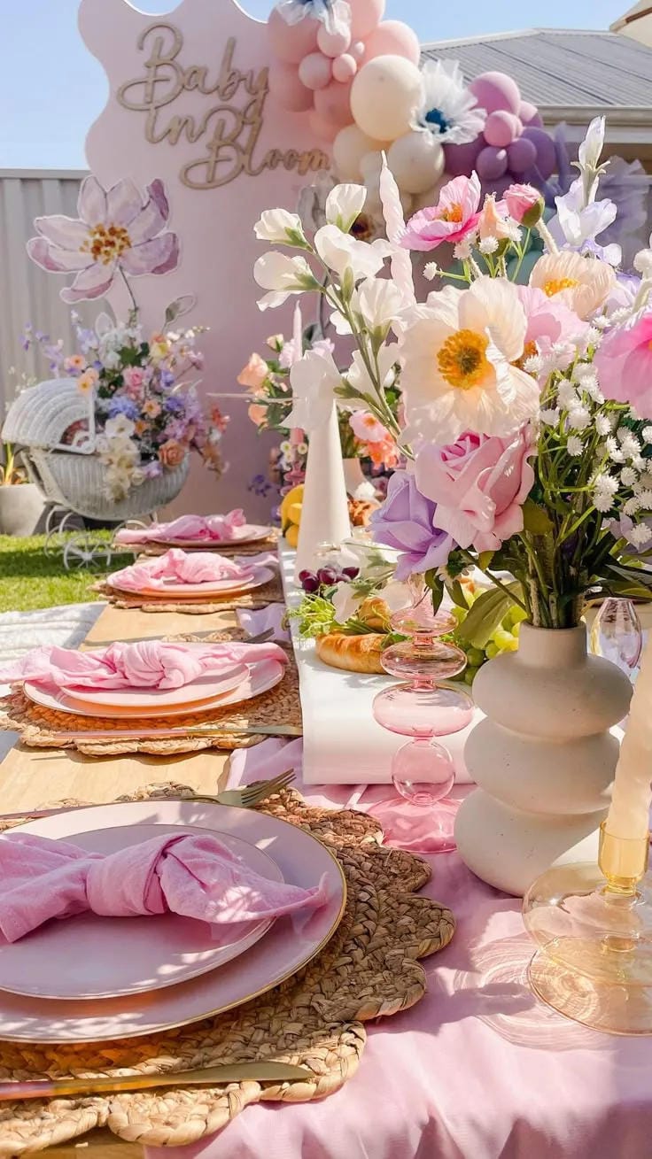 elegant baby shower table decorations