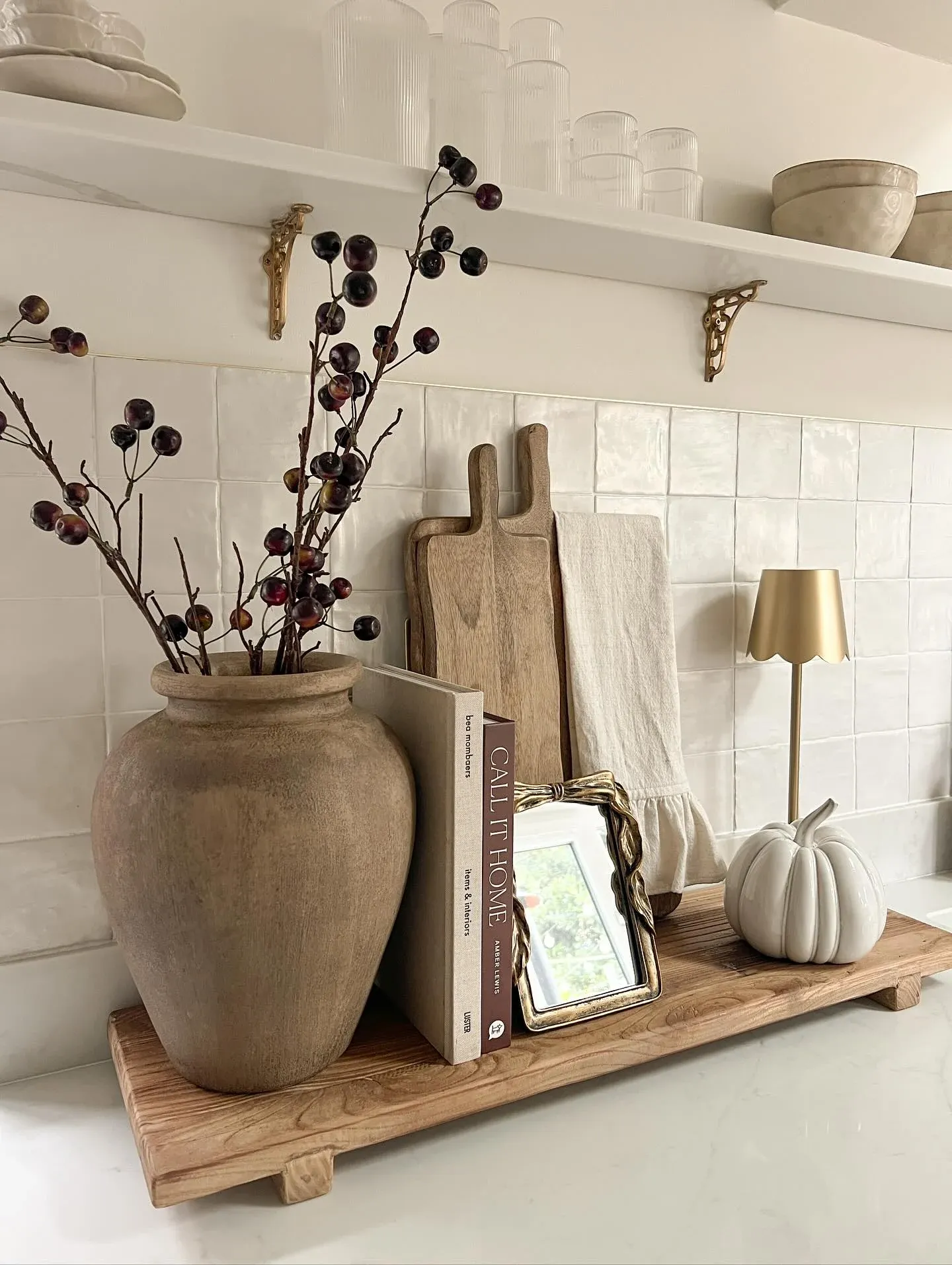 organized fall kitchen countertop decor ideas