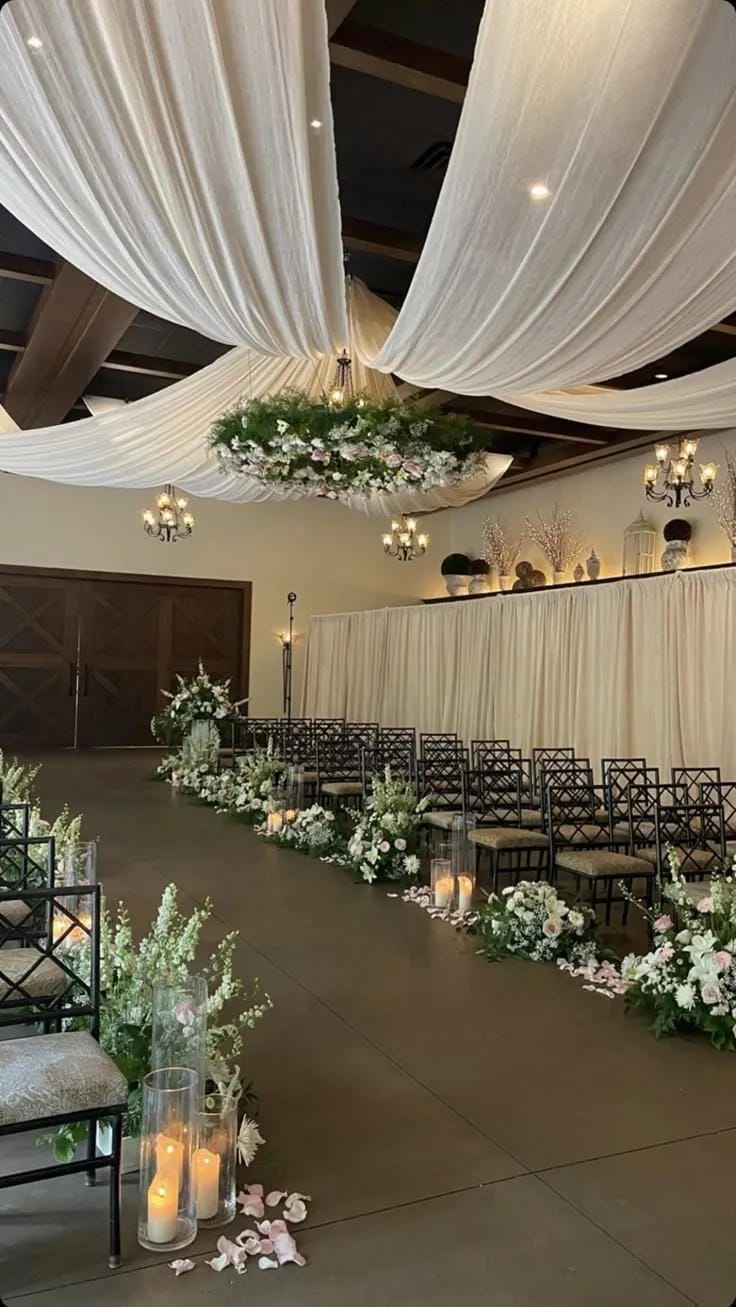 wedding aisle flowers idea for a beautiful ceremony