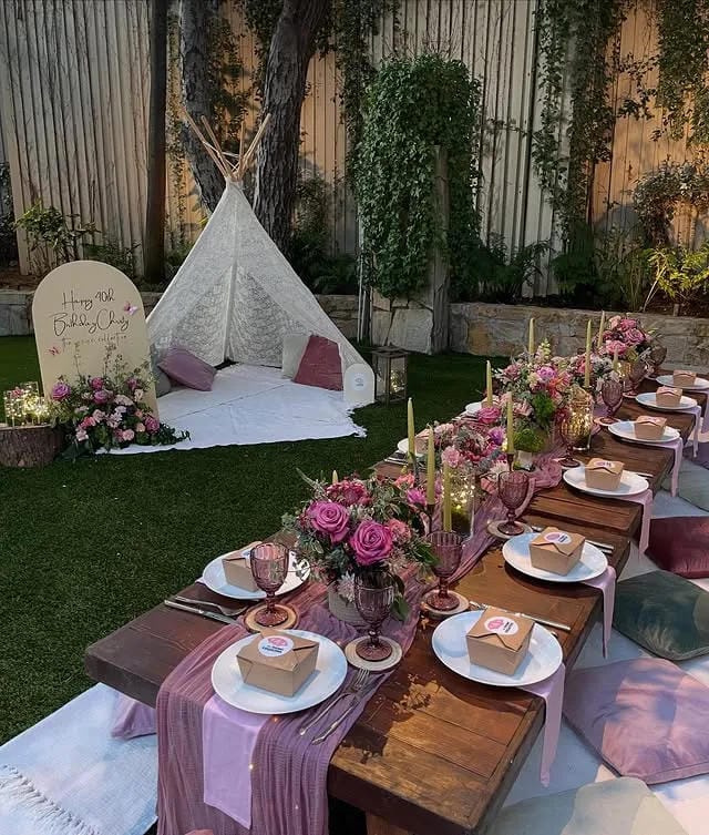 backyard dinner party table setting