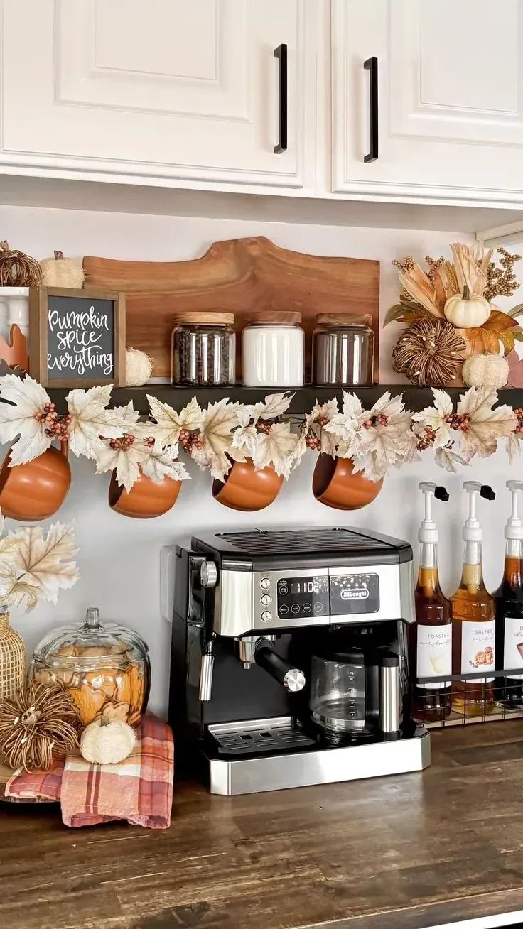 neutral fall coffee station ideas