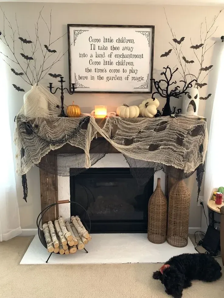 gothic halloween fireplace decor ideas