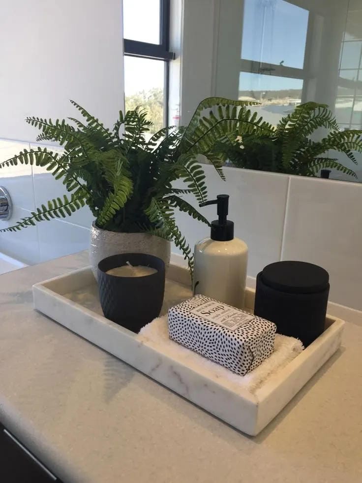 luxury bathroom tray styling
