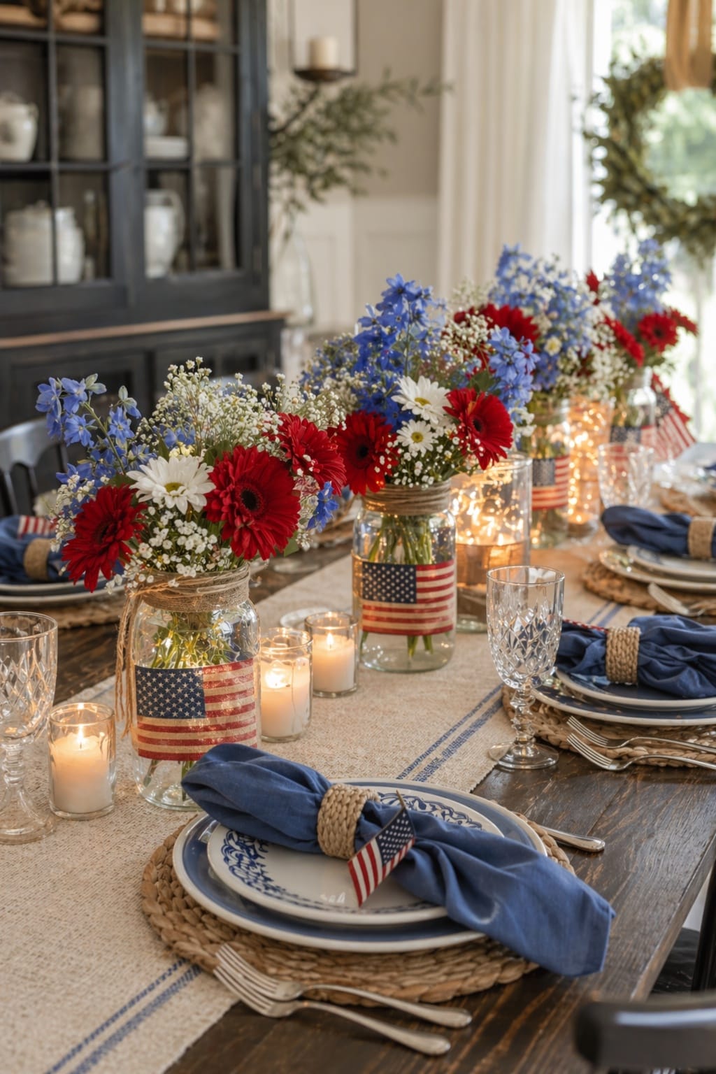 4th of July table decor ideas - make a buffet table feel just as decorated
