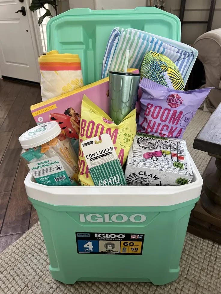 use a mint cooler for backyard party gifts