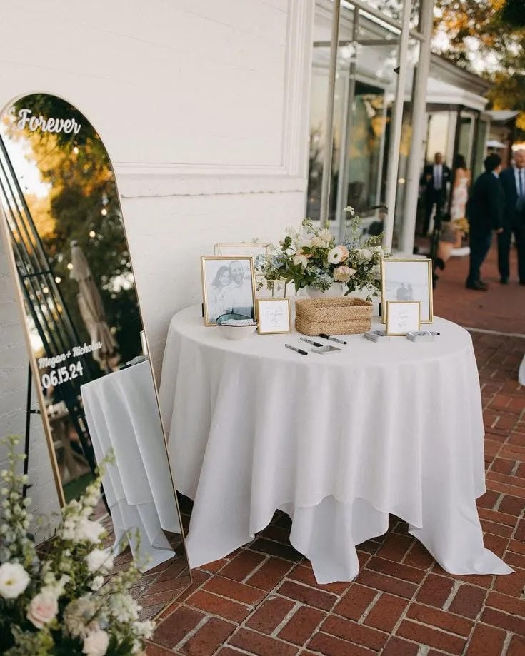 guest book table decor idea for a wedding welcome area