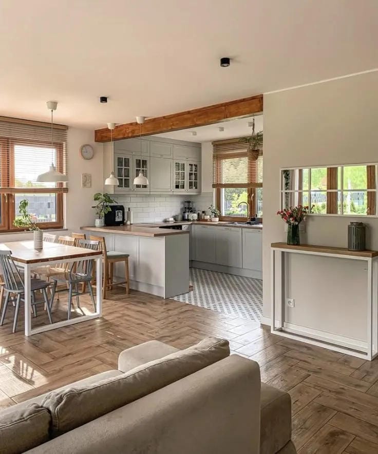 open kitchen living room layout