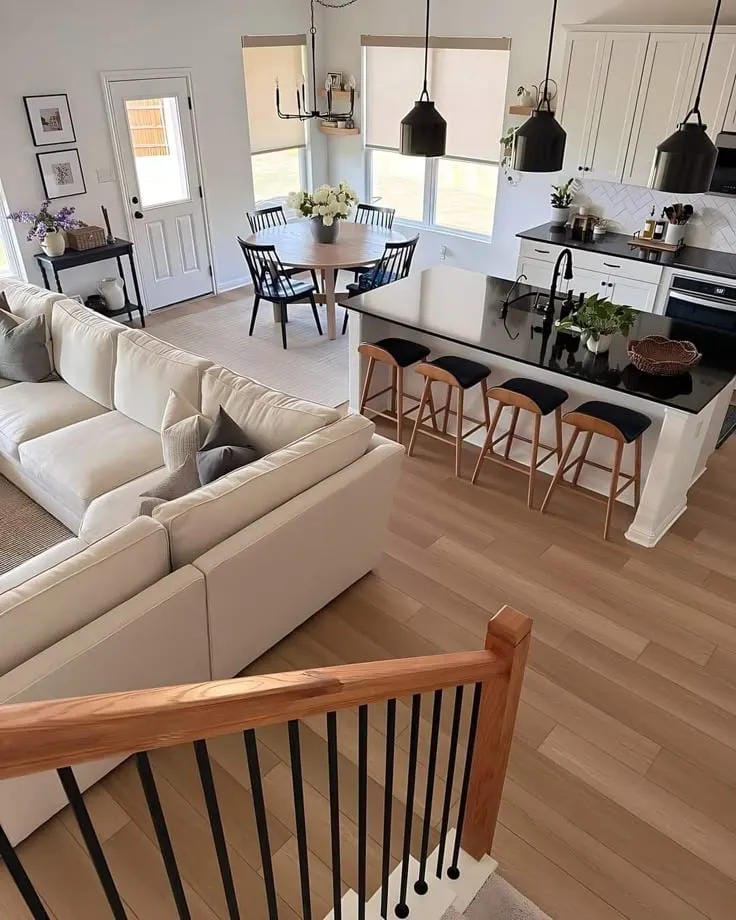 open kitchen living room interior design