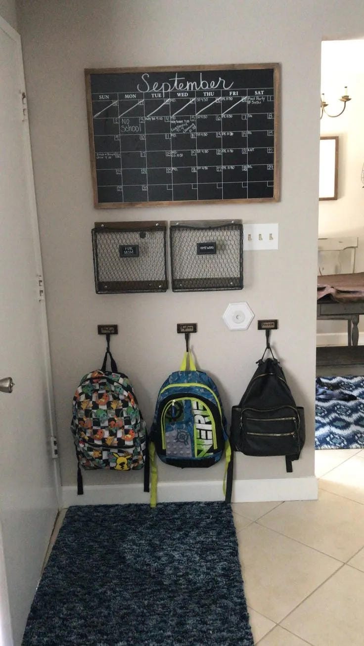 school morning routine entryway organizer