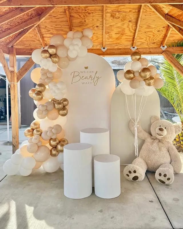 soft neutral baby shower decor ideas