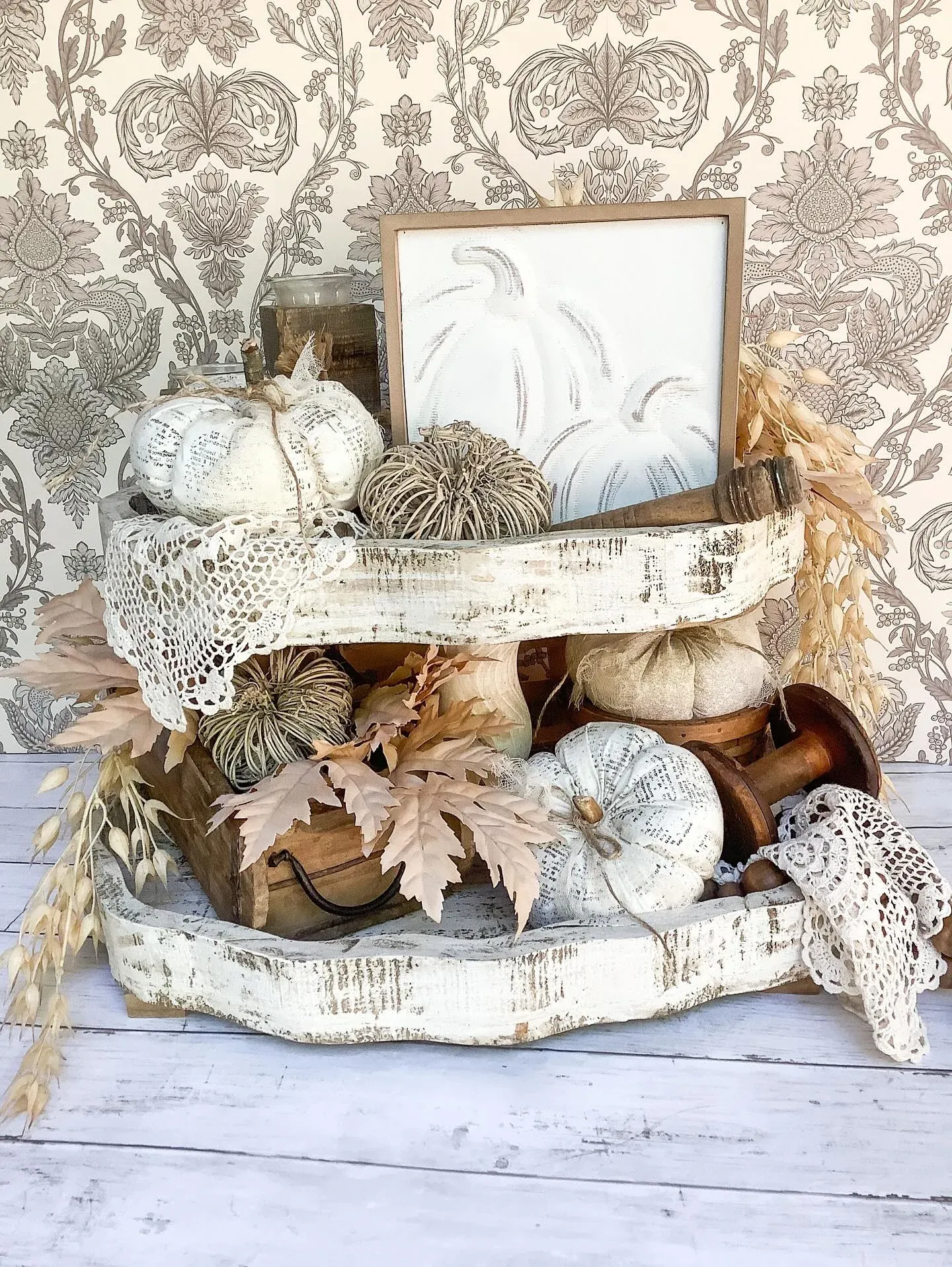 pumpkin fall tiered tray decor ideas