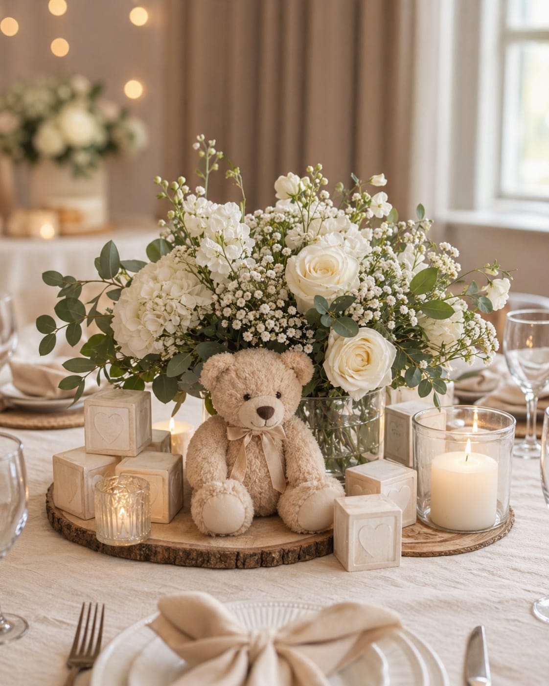 neutral baby shower brunch decor