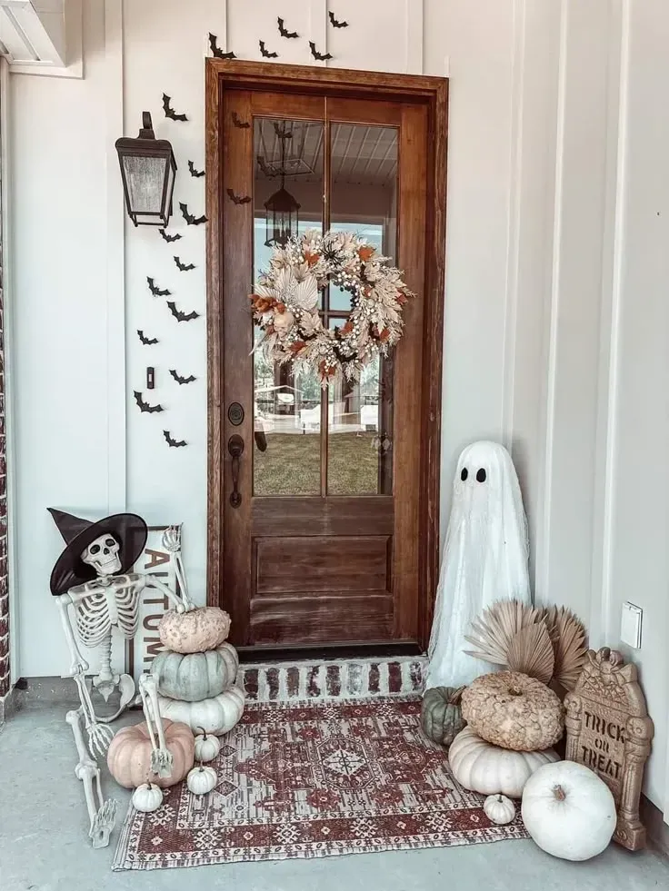 planter neutral fall porch decor ideas