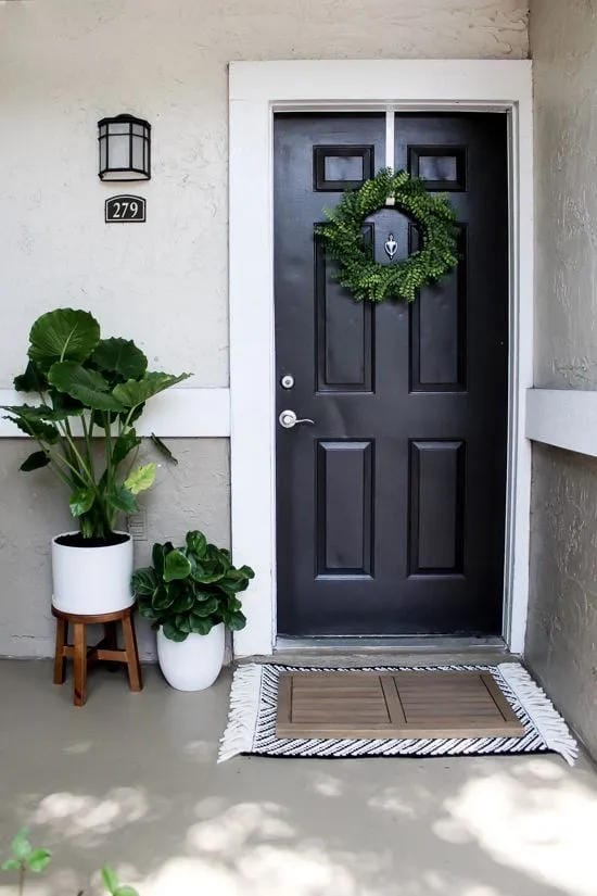 tiny front porch decorating with small planters