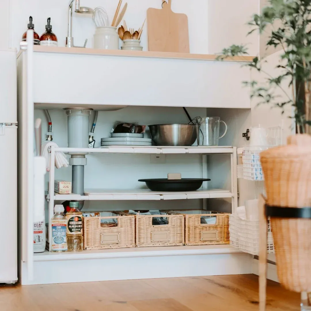 cleaning supplies under kitchen sink organization ideas