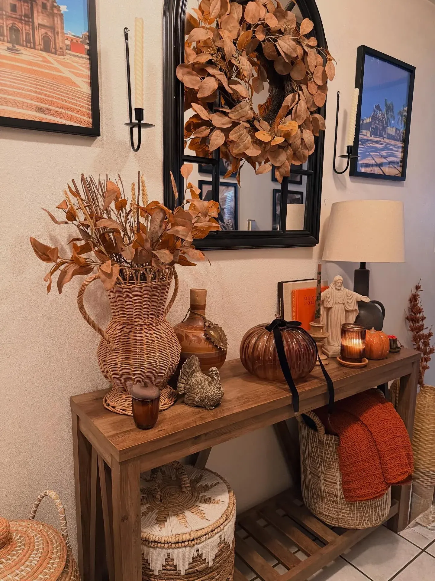fall console table fall entryway decor ideas