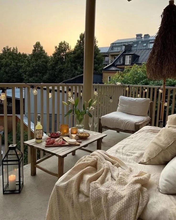 patio decorating with greenery