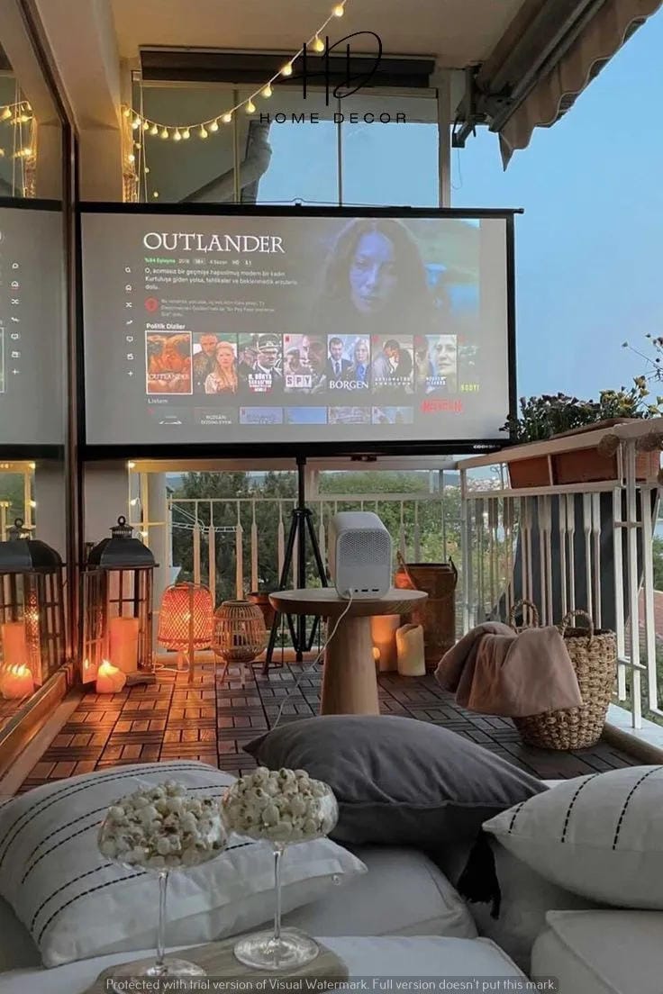 patio decorating with shaded lounge