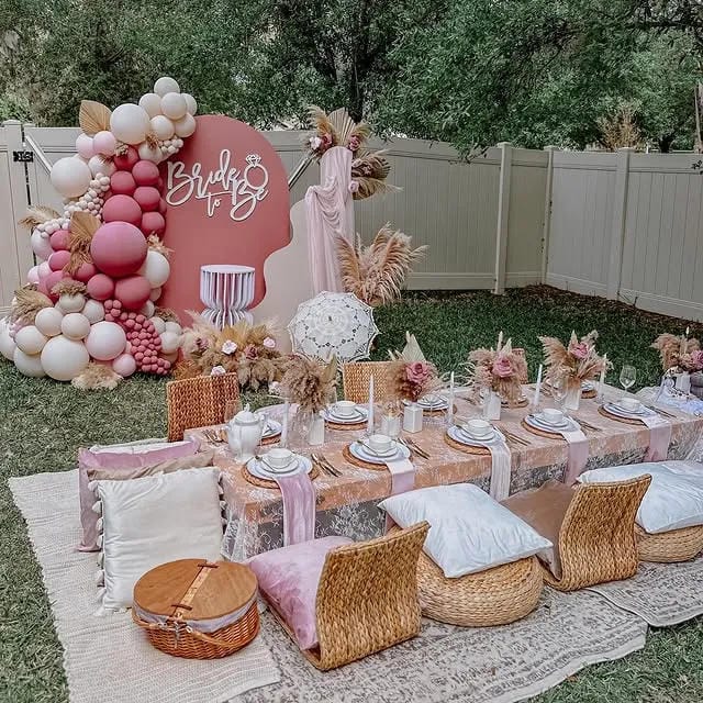 simple bridal shower table decor with flowers
