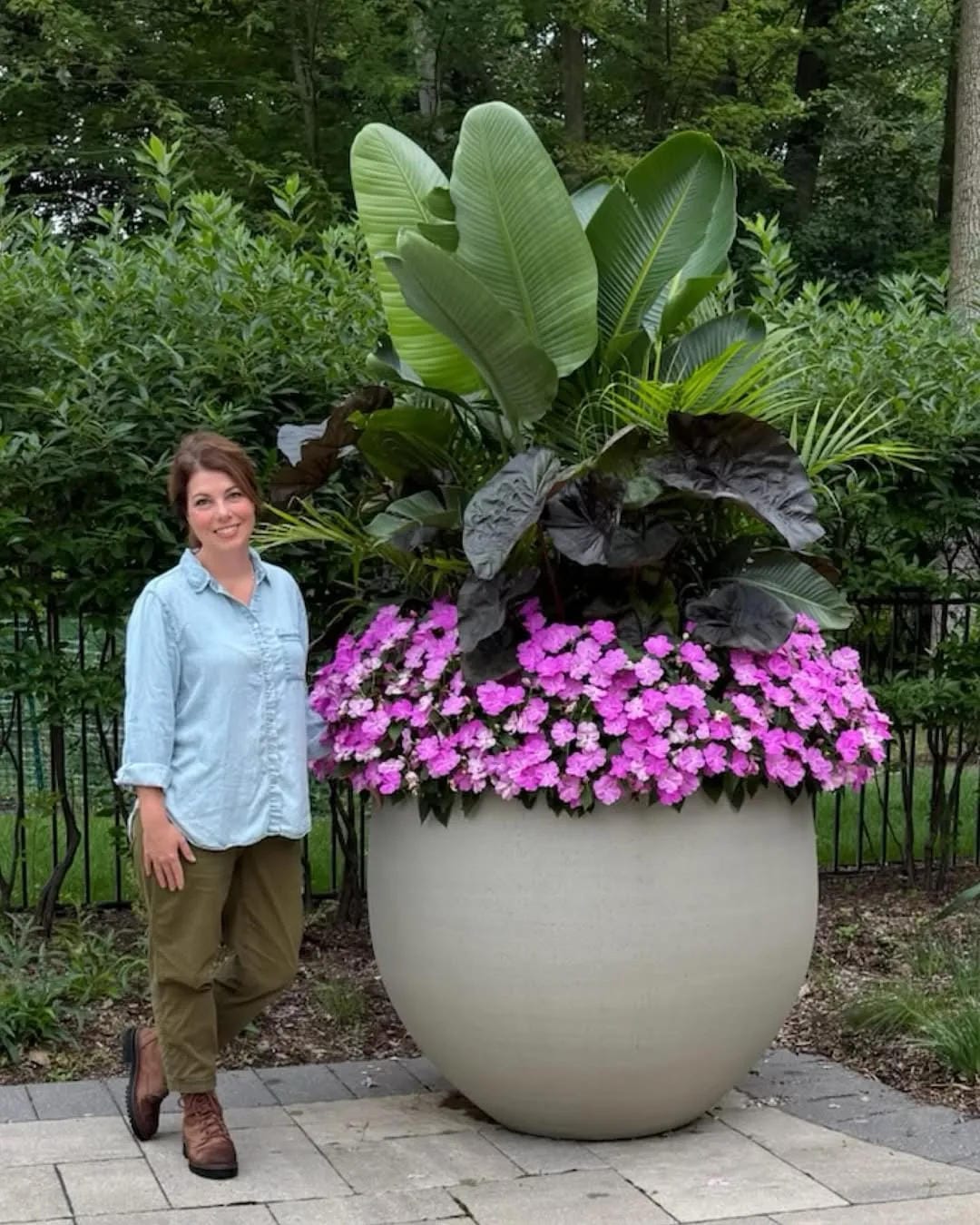 tall outdoor planter ideas with go oversized with tropical leaves