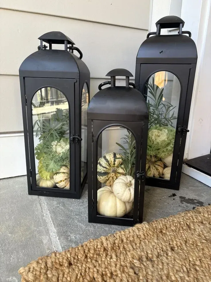 porch step neutral fall porch decor ideas
