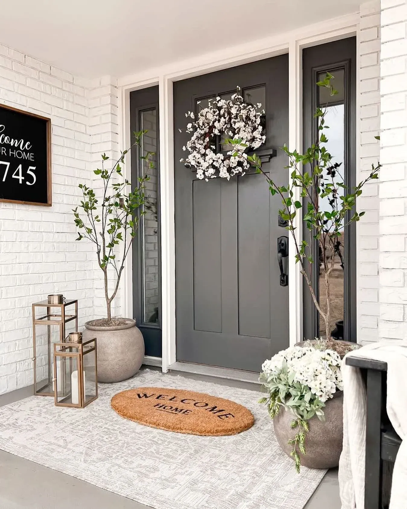 wreath neutral fall porch decor ideas