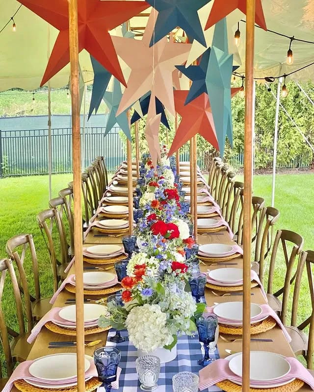 4th of July outdoor decorations video with patriotic outdoor party