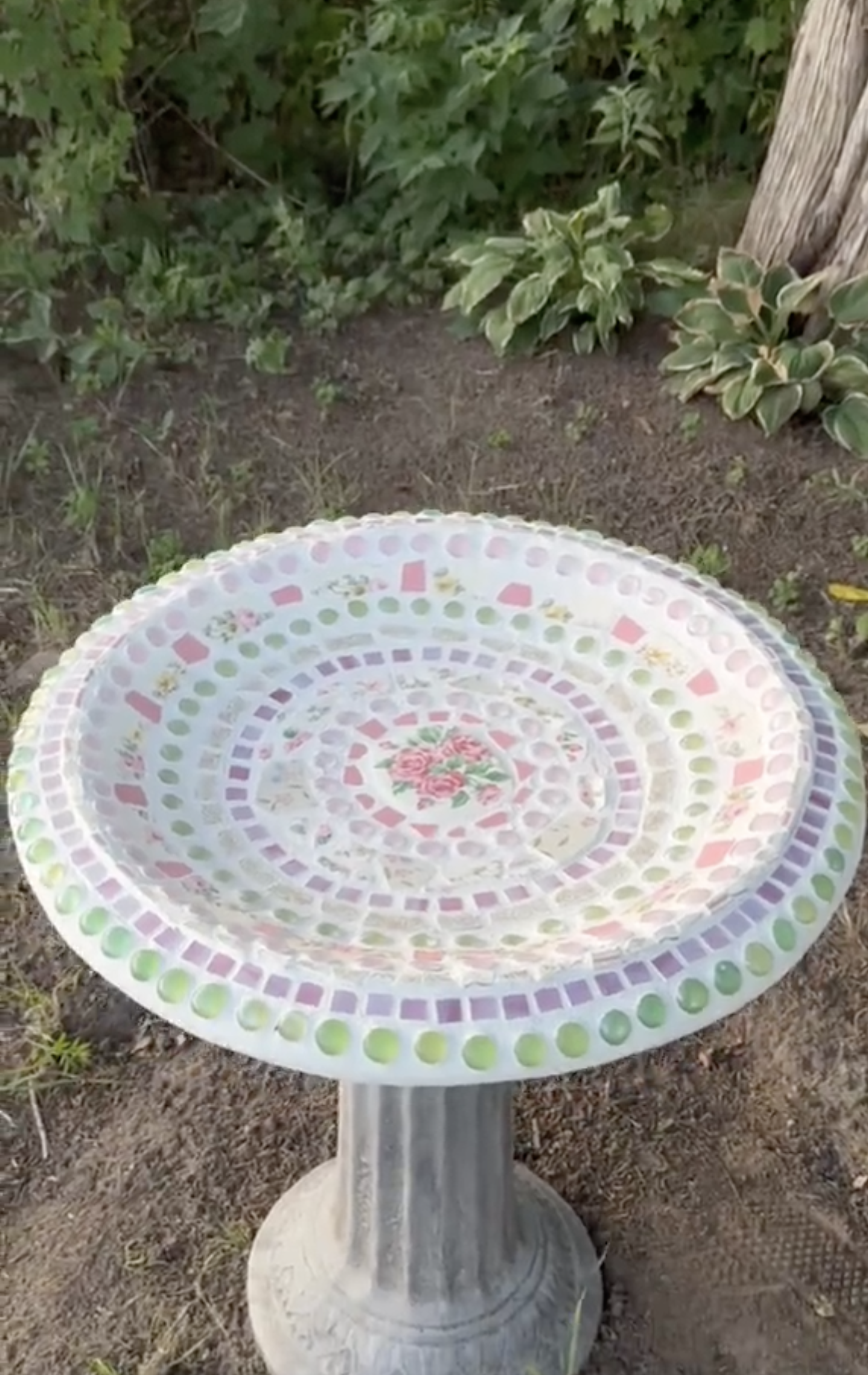 Pastel Mosaic DIY Bird Bath