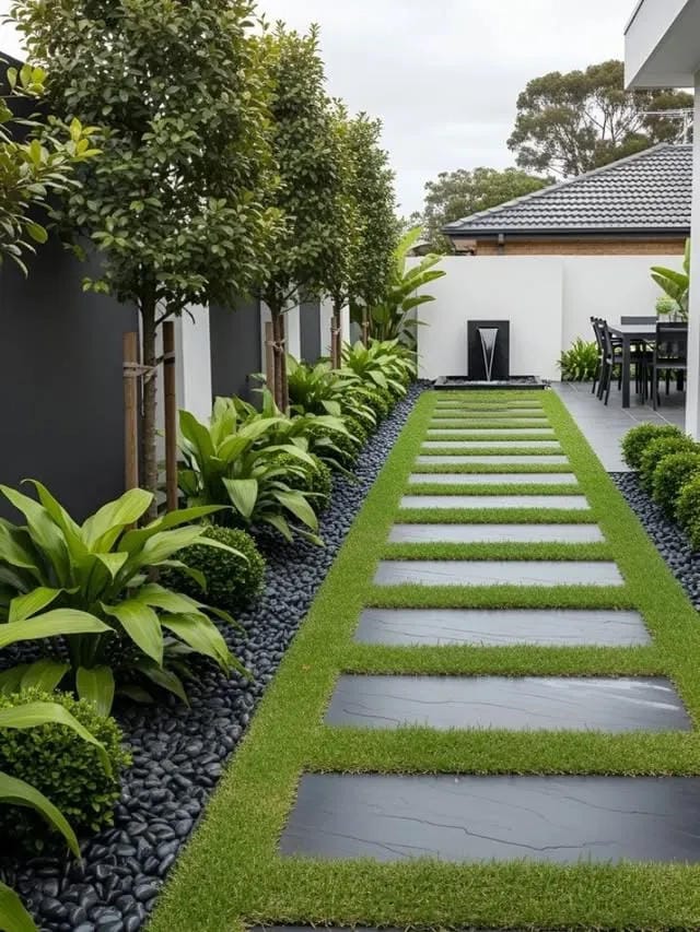 layered front yard landscaping plants