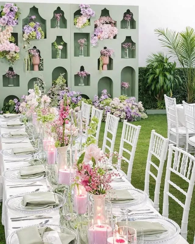 bridal shower decor idea for an outdoor garden celebration