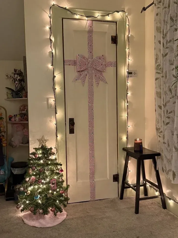 festive apartment entry apartment christmas door decor ideas