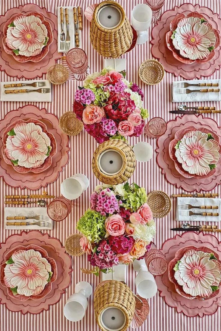 outdoor dinner party with natural textures