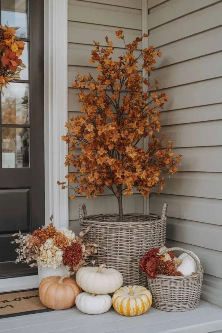 cozy farmhouse fall porch decor ideas