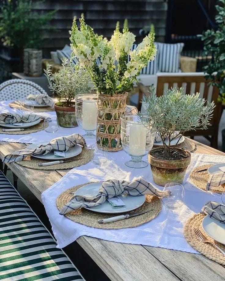 beautiful outdoor dinner party setup