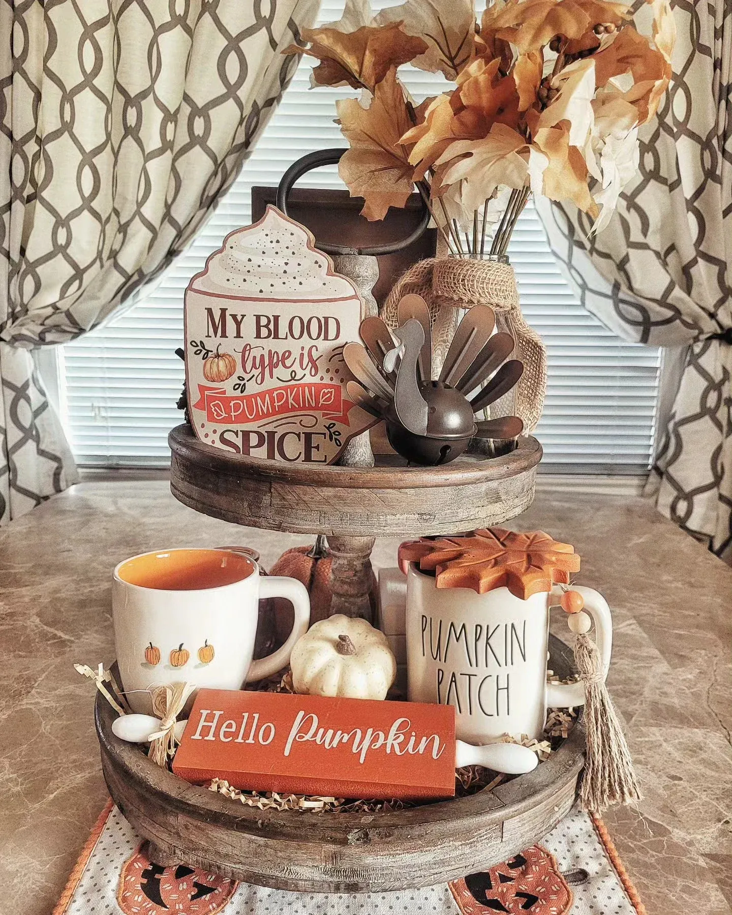 kitchen fall tiered tray decor ideas