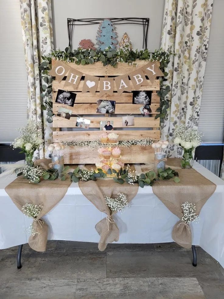 cream and white baby shower decor ideas
