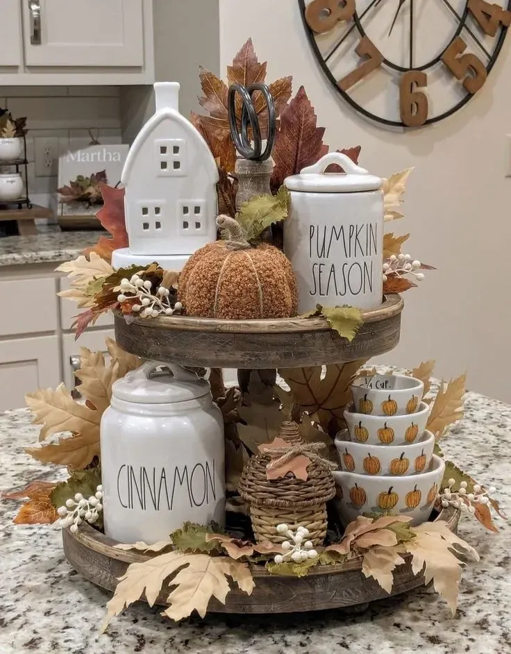 dining fall tiered tray decor ideas