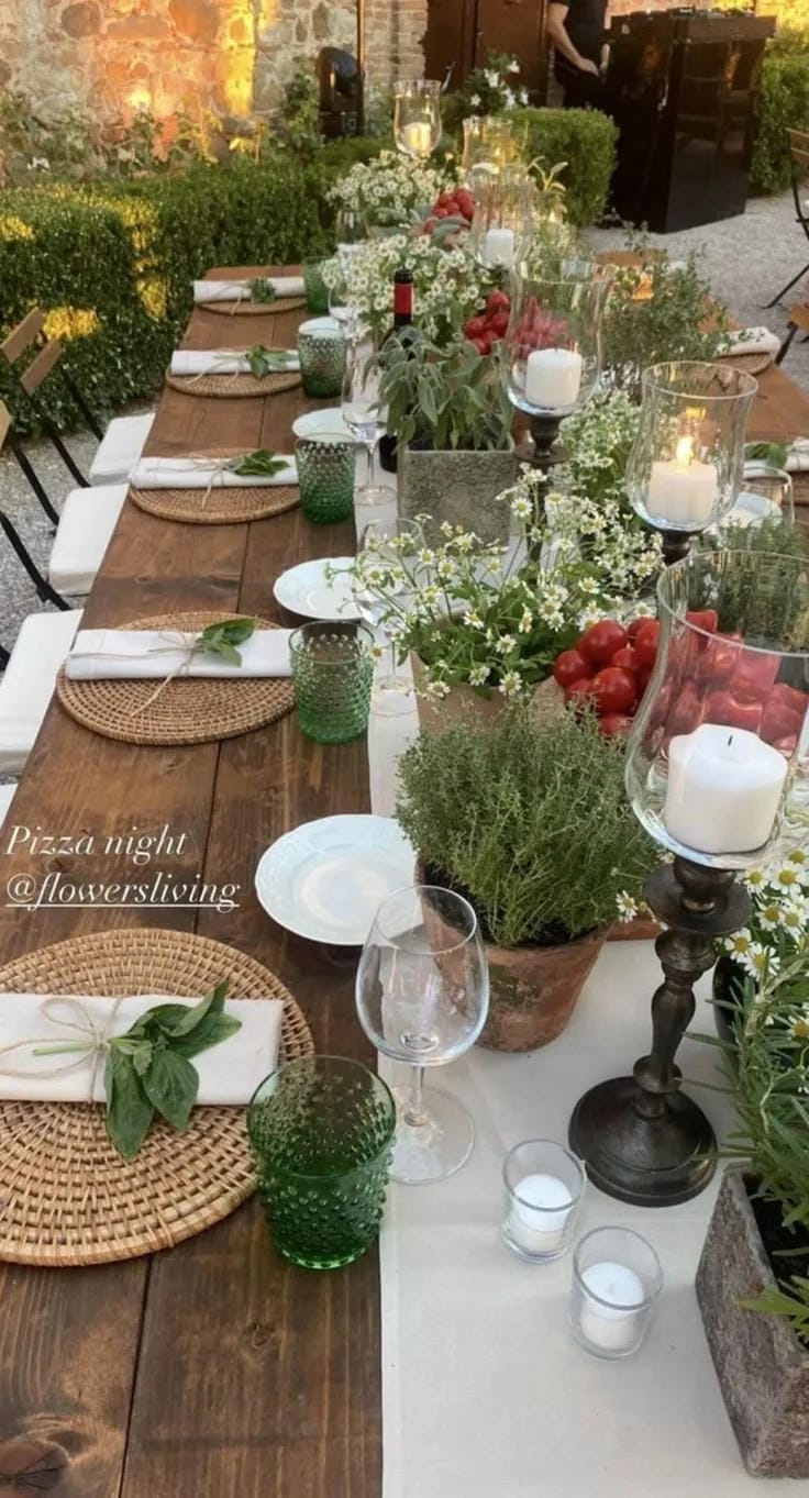 patio dinner party table setting