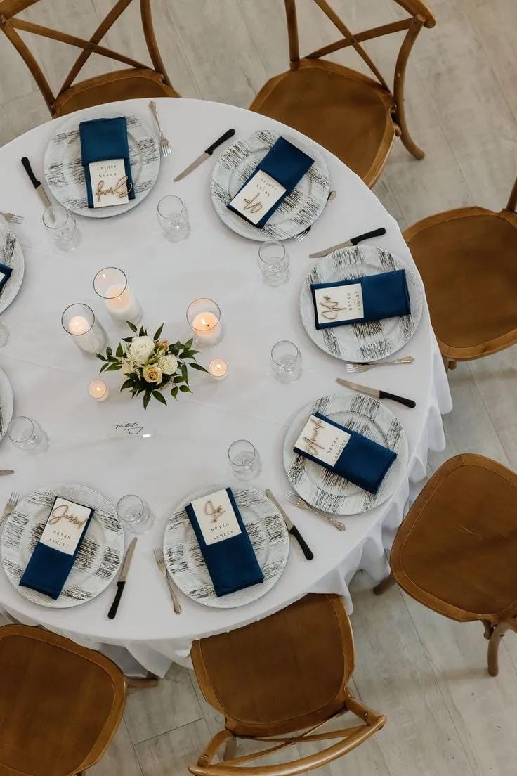 romantic reception dinner table with candle centerpiece decor