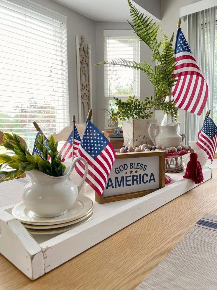 4th of July table decor ideas - try a table runner instead of a full tablecloth