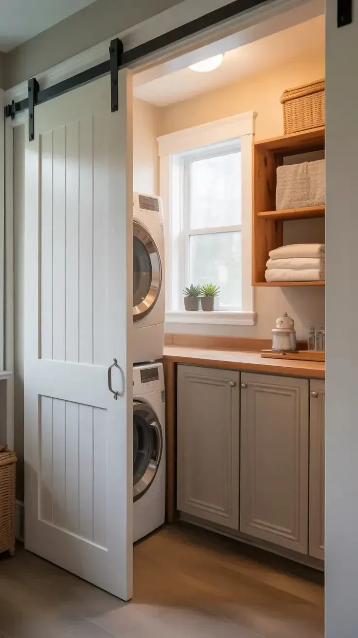 warm small narrow laundry room ideas