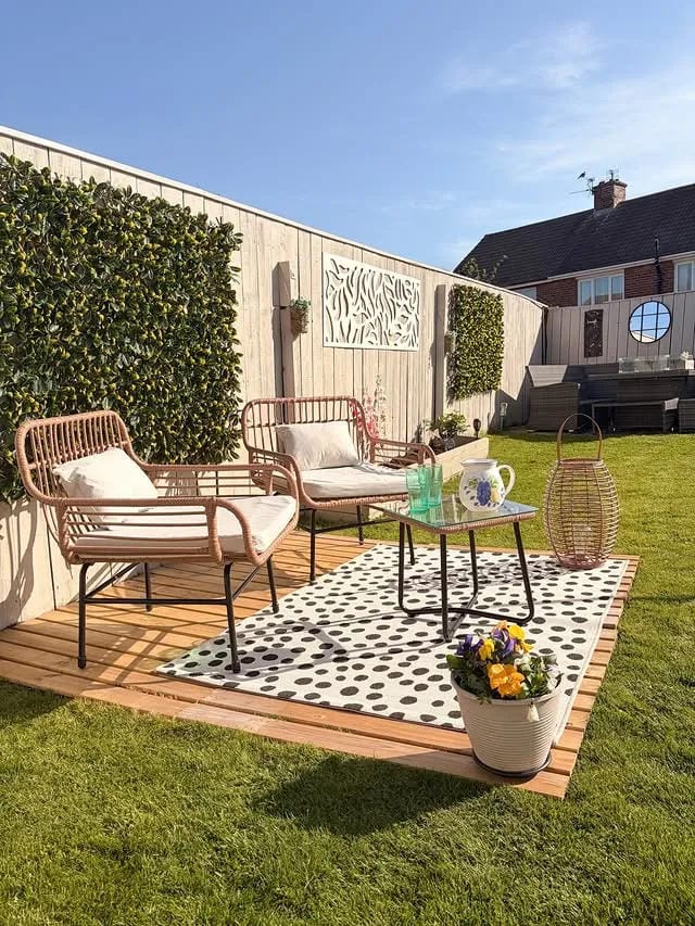 outdoor patio idea with woven decor