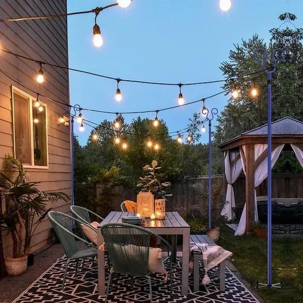 outdoor string light ideas with light a small dining corner