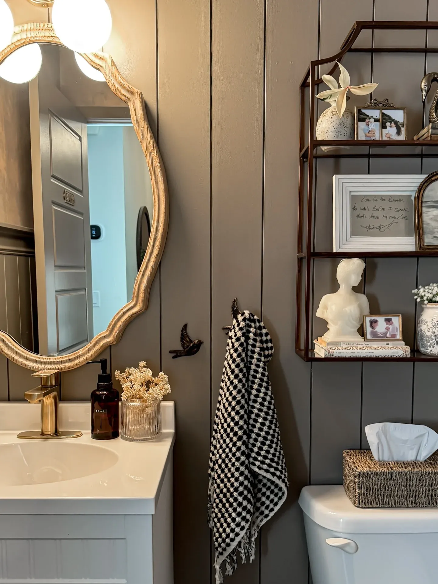 corner very small powder room storage ideas