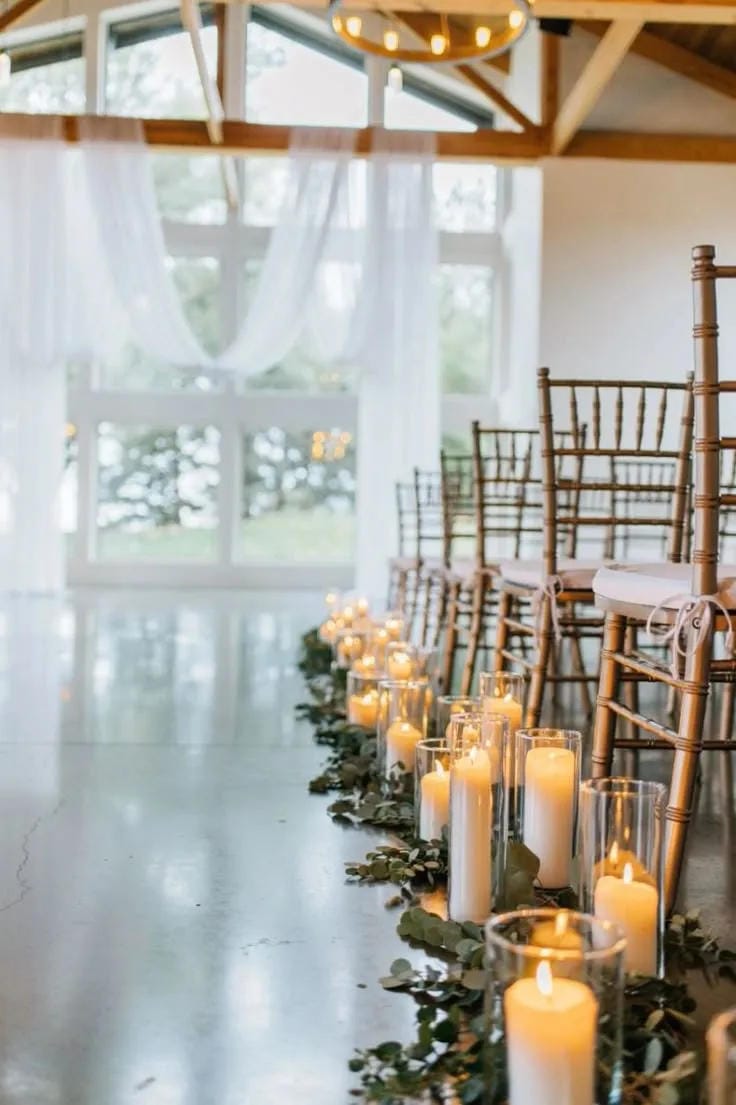 garden wedding aisle idea with soft romantic flowers