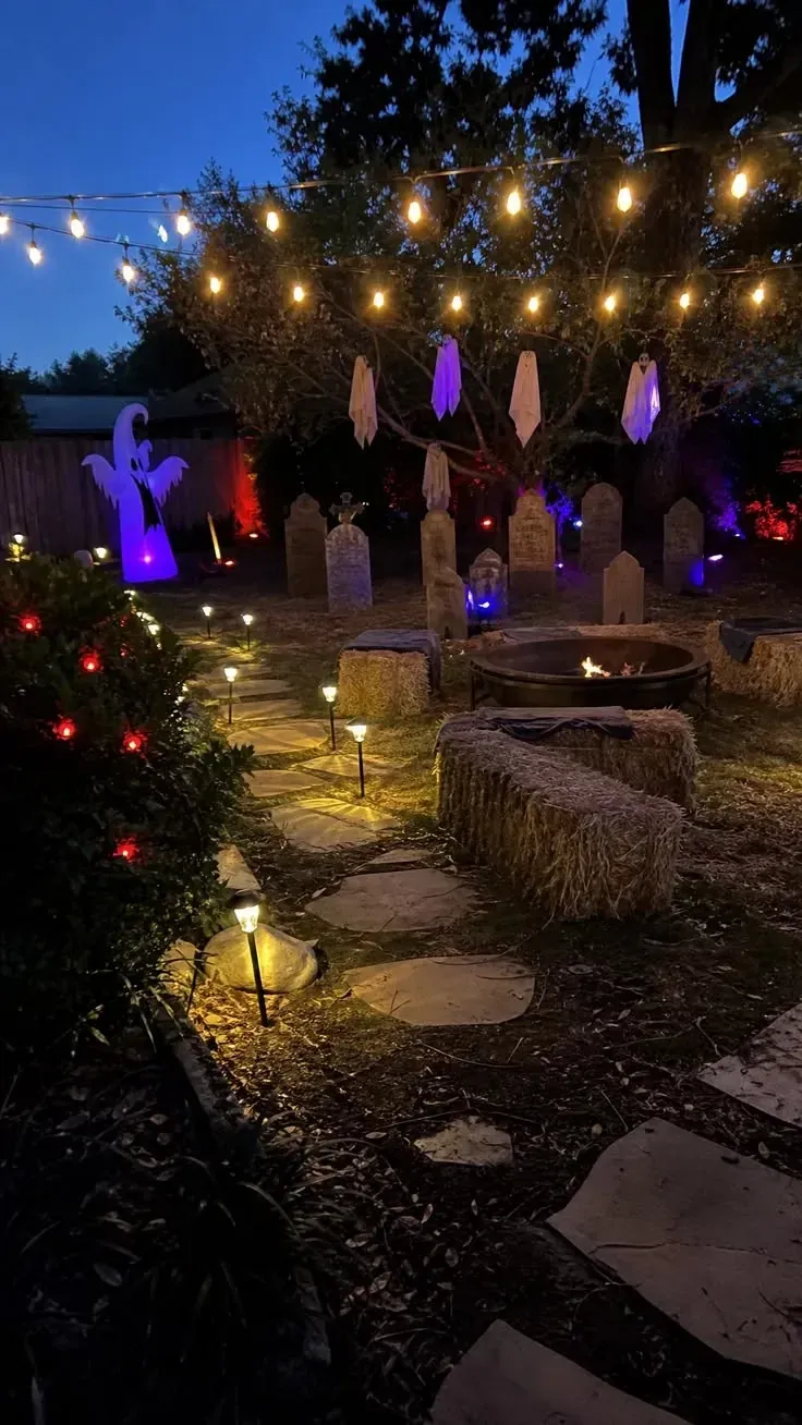 party table backyard halloween party ideas