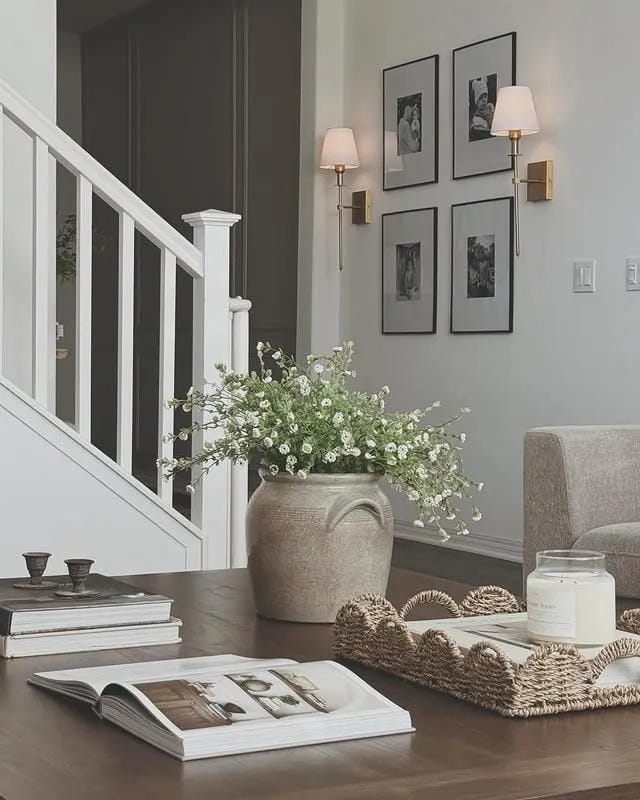 coffee table decor ideas with statement vase books woven tray candle and minimal styling